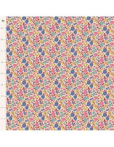 Tilda Wallflower Janice Red, Tessuto Rosso Campo di piccoli fiori Tilda Fabrics - 1