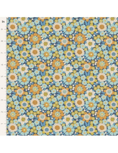 Tilda Wallflower Lauren Blue, Tessuto Blu Muro di Fiori Tilda Fabrics - 1