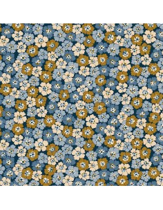 Denim Florals Spring Flourish, Tessuto Blu e Senape con Fioritura di Primavera - Liberty Fabrics Liberty Fabrics - 1