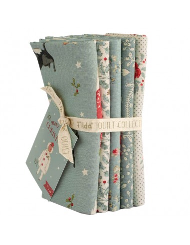 Tilda Merry Little Christmas, 5 Fat Quarter Duckegg Tilda Fabrics - 1