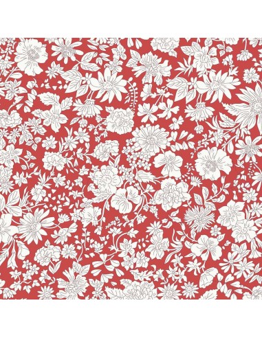 Emily Blossom Crimson, Tessuto Rosso Cremisi con fiori - Liberty Fabrics Liberty Fabrics - 1