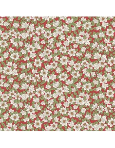 Festive Greetings, Peaceful Poinsettias, Tessuto rosso con stelle di Natale bianche - Liberty Fabrics Liberty Fabrics - 1