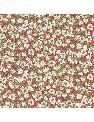 Festive Greetings, Peaceful Poinsettias, Tessuto rosso con stelle di Natale bianche - Liberty Fabrics Liberty Fabrics - 1