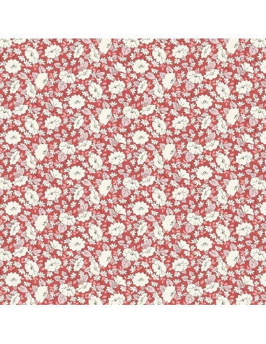 Tudor Celebration, Mayflower Meadow, Tessuto con fitti fiori chiari su fondo rosso - Liberty Fabrics Liberty Fabrics - 1