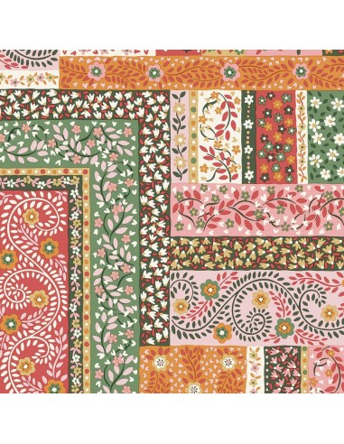 Tudor Celebration, Patchwork Scarves, Tessuto con stampa patchwork rosa e verde - Liberty Fabrics Liberty Fabrics - 1