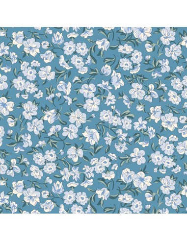 Floral Nostalgia, Eleanor Grace, Tessuto fondo azzurro con fiori celeste chiaro - Liberty Fabrics Liberty Fabrics - 1