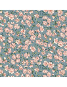 Floral Nostalgia, Eleanor Grace, Tessuto fondo azzurro polvere con fiori rosa - Liberty Fabrics Liberty Fabrics - 1