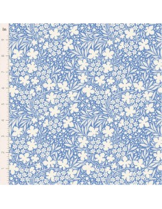 Tilda Something Blue, Blushbloom Blue,tessuto con tappeto di fiori bianchi su fondo azzurro Tilda Fabrics - 1