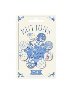 Tilda Something Blue, Buttons, 8 Bottoni Light , 4 bottoni da 16mm e 4 da 20 mm Tilda Fabrics - 1