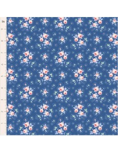 Tilda Something Blue, First Kiss Denim, tessuto con piccoli fiori e motivo a puntini su fondo blu Tilda Fabrics - 1