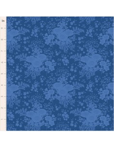 Tilda Something Blue, Isolde Night, tessuto con fiori azzurro scuro su fondo blu Tilda Fabrics - 1
