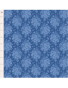 Tilda Something Blue, Picknic Denim, tessuto con piccoli bouquet azzurri su fondo blu puntinato Tilda Fabrics - 1