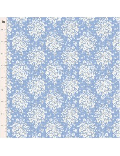 Tilda Something Blue, Picknic Sky, tessuto con piccoli bouquet bianchi su fondo azzurro puntinato Tilda Fabrics - 1