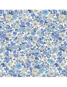Emily Annabelle, Tessuto Bianco a fiori Beige e Azzurri - Liberty Fabrics Liberty Fabrics - 1