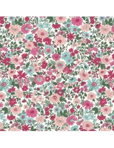Emily Annabelle, Tessuto Bianco a fiori Fucsia e Verde Acqua - Liberty Fabrics Liberty Fabrics - 1