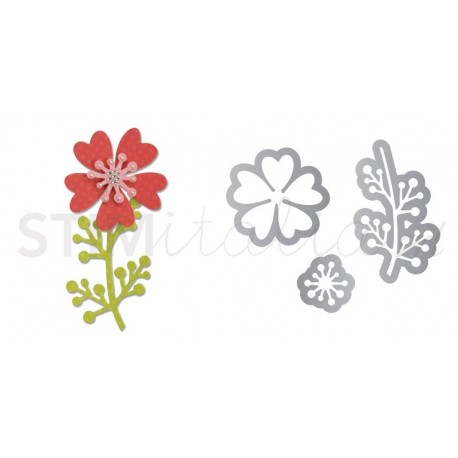 Thinlits Die Set 3PK - Flower w/Heart Petals & Stem by Pete Hughes Ellison - 1