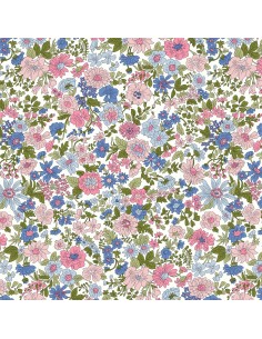 Emily Annabelle, Tessuto Bianco a fiori Verde e Rosa - Liberty Fabrics Liberty Fabrics - 1