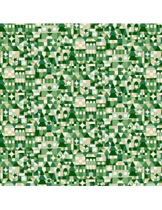 Festive Magic, Festive Store, Tessuto Natalizio con disegni geometrici di casette in giallo - Liberty Fabrics Liberty Fabrics - 