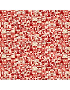 Festive Magic, Festive Store, Tessuto Natalizio con disegni geometrici di casette in rosso - Liberty Fabrics Liberty Fabrics - 1