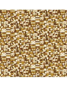 Festive Magic, Festive Store, Tessuto Natalizio con disegni geometrici di casette in verde - Liberty Fabrics Liberty Fabrics - 1