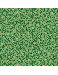 Festive Magic, Holly Sparkle, Tessuto Natalizio con tappeto di foglie gialle e stelle oro - Liberty Fabrics Liberty Fabrics - 1