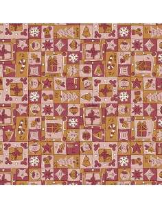 Festive Magic, Jolly Countdown, Tessuto Natalizio Giallo e Rosa tipo Calendario dell'Avvento - Liberty Fabrics Liberty Fabrics -
