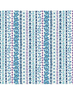 Everlasting, Soho Stripes, Tessuto Bianco con strisce di fiori rosa e azzurri - Liberty Fabrics Liberty Fabrics - 1
