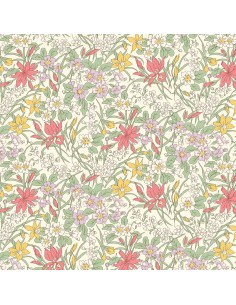 Everlasting, Ricardo, Tessuto Crema con fiori rosa e gialli - Liberty Fabrics Liberty Fabrics - 1