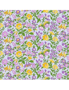 Everlasting, Mamie Flower, Tessuto Crema con fiori rosa e azzurri - Liberty Fabrics Liberty Fabrics - 1