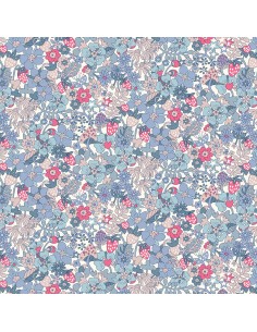 Everlasting, Flowertop Forest, Tessuto Bianco con fiori, fragole e funghi rosa e azzurri - Liberty Fabrics Liberty Fabrics - 1