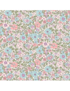 Everlasting, Arley Rose, Tessuto Crema con fiori rosa e azzurri - Liberty Fabrics Liberty Fabrics - 1