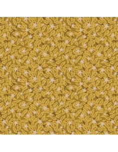 Festive Magic, Holly Sparkle, Tessuto Natalizio con tappeto di foglie gialle e stelle oro - Liberty Fabrics Liberty Fabrics - 1