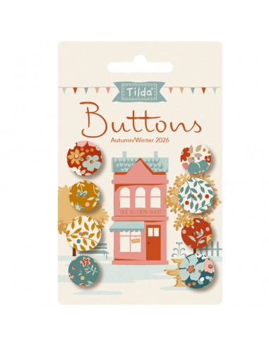 Tilda Village Life Autumn, 8 Bottoni da 14 e 16 mm Autunno Tilda Fabrics - 1