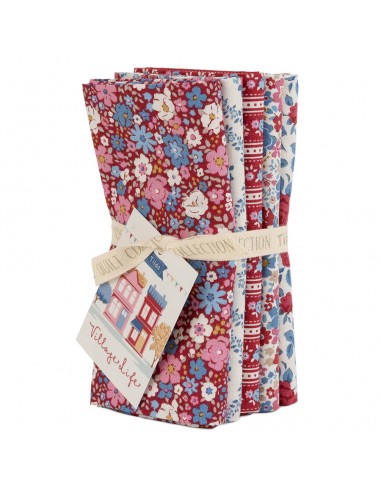 Tilda Village Life Burgundy, 5 Fat Quarter 48 x 53 cm Bordeaux Tilda Fabrics - 1