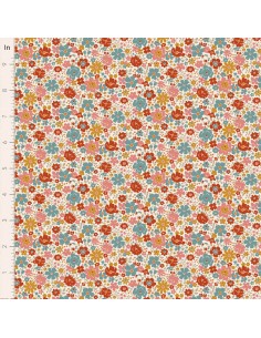 Tilda Village Life Esther Warm Cream, Tessuto Crema con piccoli fiori colorati Tilda Fabrics - 1