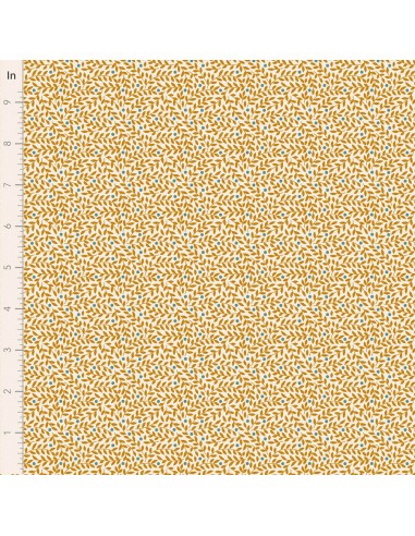 Tilda Village Life Lillian Ochre, Tessuto Panna con piccoli rami Ocra Tilda Fabrics - 1