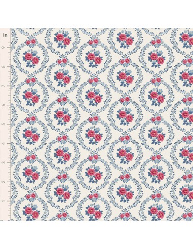 Tilda Village Life Mable Cold Cream, Tessuto Panna con Ghirlande di Rose Tilda Fabrics - 1