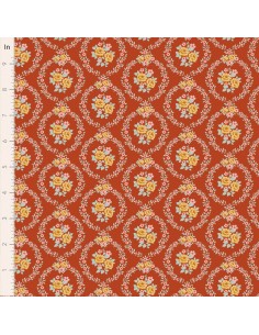 Tilda Village Life Mable Rust, Tessuto Rosso con Ghirlande di Rose Tilda Fabrics - 1