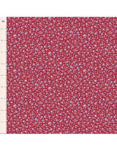 Tilda Village Life Mae Burgundy, Tessuto Bordeaux con piccoli Fiori Tilda Fabrics - 1