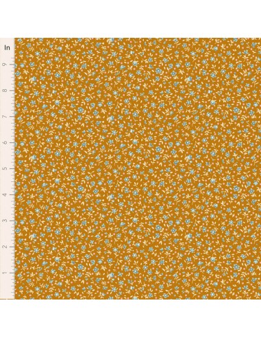 Tilda Village Life Mae Ochre, Tessuto Ocra con piccoli Fiori Tilda Fabrics - 1