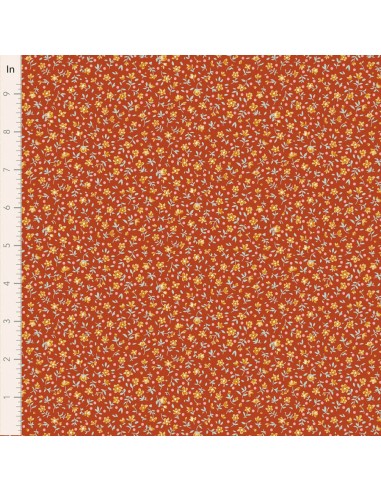 Tilda Village Life Mae Rust, Tessuto Rosso con piccoli Fiori Tilda Fabrics - 1