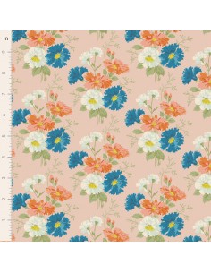 Tilda Flowerdance Abigale Peach, Tessuto Pesca con grandi fiori colorati Tilda Fabrics - 1 2