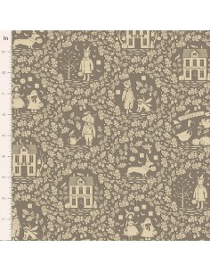Tilda A Festive Autumn Autumnscenes Grey, Tessuto Grigio con paesaggi autunnali Tilda Fabrics - 1