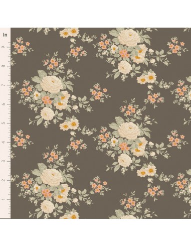 Tilda A Festive Autumn Carol Grey, Tessuto Grigio con grandi fiori a colori tenui Tilda Fabrics - 1