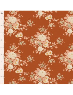 Tilda A Festive Autumn Carol Rust, Tessuto Ruggine con grandi fiori a colori tenui Tilda Fabrics - 1
