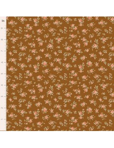 Tilda A Festive Autumn Maud Brown, Tessuto Marrone con piccoli rami di rose Tilda Fabrics - 1