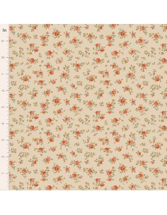 Tilda A Festive Autumn Maud Dusty Coral, Tessuto Crema con piccoli rami di rose Tilda Fabrics - 1
