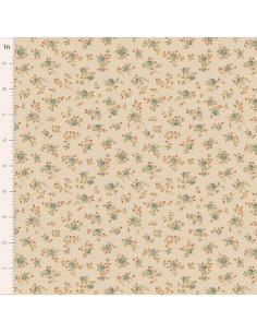 Tilda A Festive Autumn Maud Dusty Teal, Tessuto Crema con piccoli rami di rose Tilda Fabrics - 1