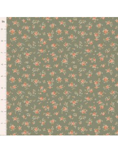 Tilda A Festive Autumn Maud Sage, Tessuto Verde Salvia con piccoli rami di rose Tilda Fabrics - 1