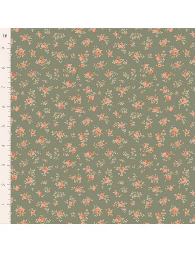 Tilda A Festive Autumn Maud Sage, Tessuto Verde Salvia con piccoli rami di rose Tilda Fabrics - 1
